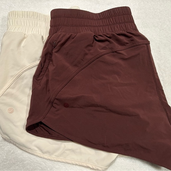 CRZ YOGA Pants - 2 pair CRZ YOGA Brown and Cream Shorts with Elastic Waistband